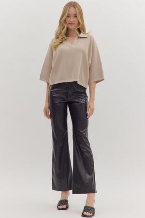 Willow Knit V-Neck Collar Top