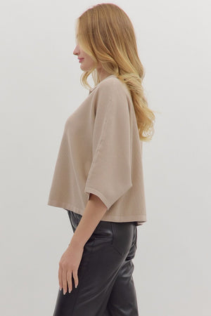 Willow Knit V-Neck Collar Top