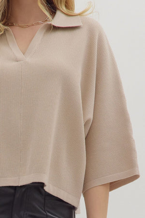 Willow Knit V-Neck Collar Top