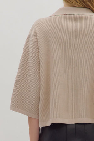 Willow Knit V-Neck Collar Top