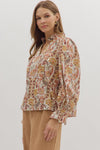 Autumn Reverie Ecru Paisley Print Top