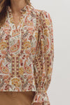Autumn Reverie Ecru Paisley Print Top