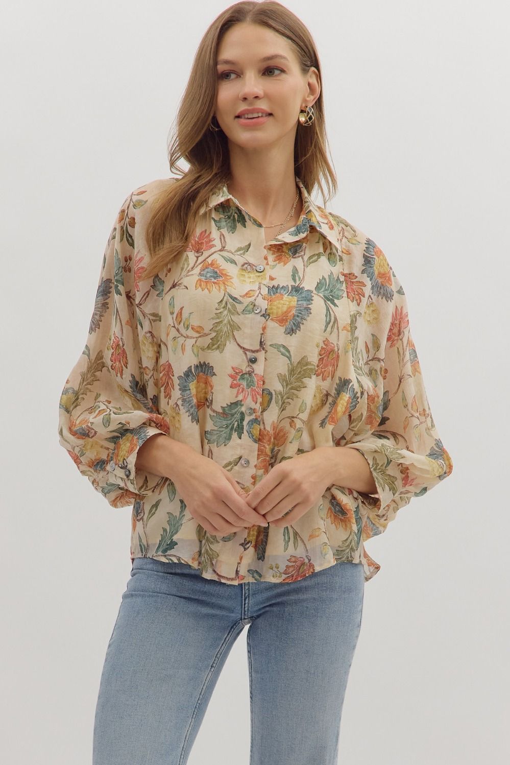 Golden Grove Floral Print Top