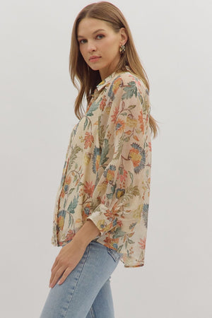 Golden Grove Floral Print Top