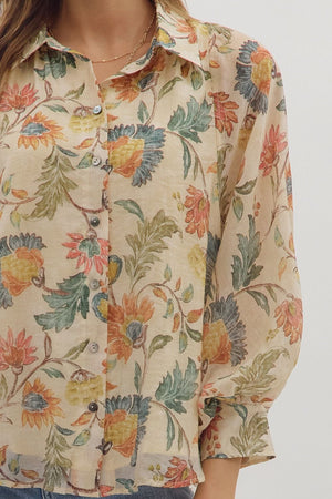 Golden Grove Floral Print Top