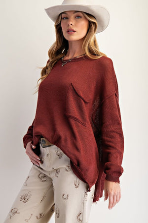 Simply Yours Dark Mahogany Knitted Sweater