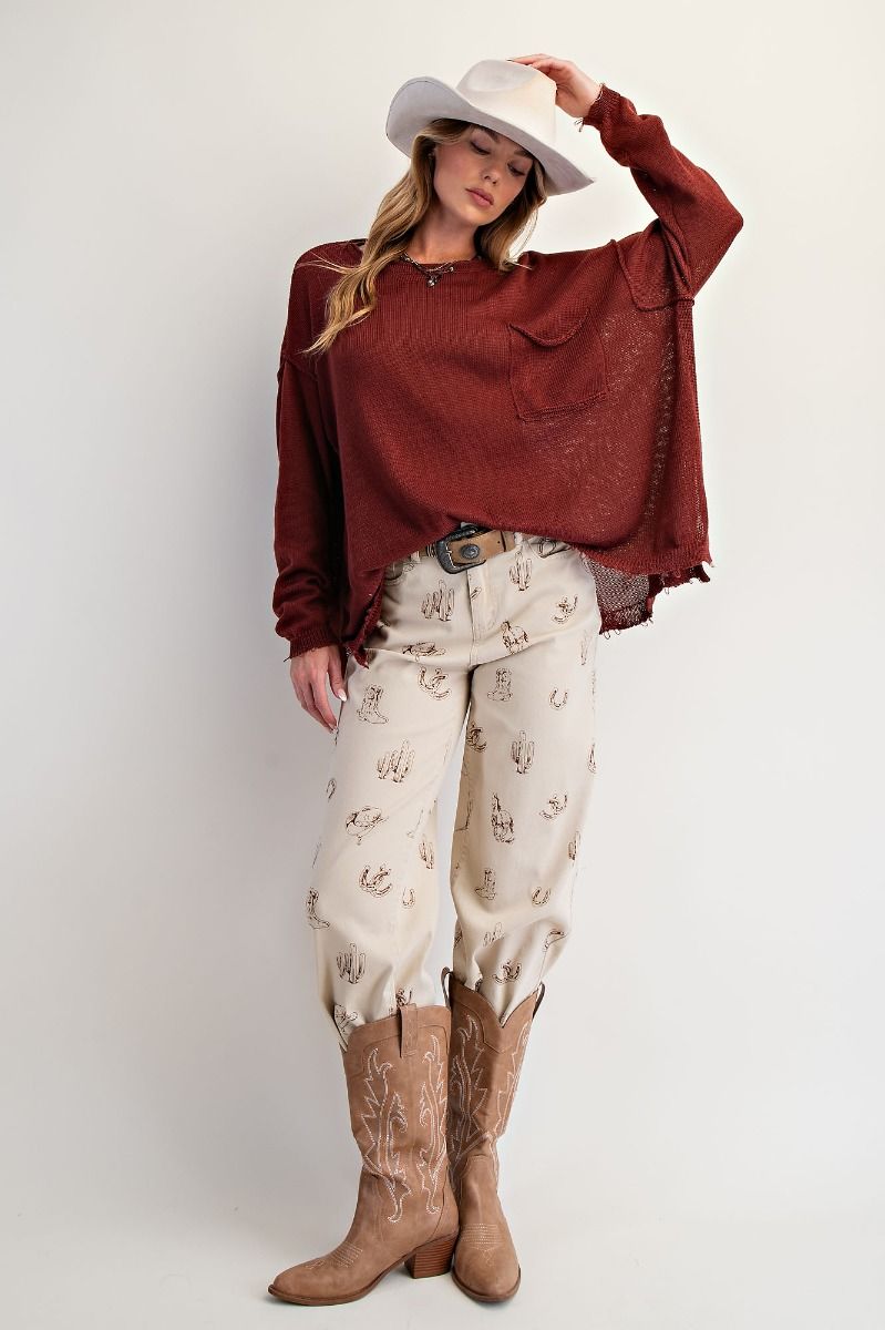 Simply Yours Dark Mahogany Knitted Sweater