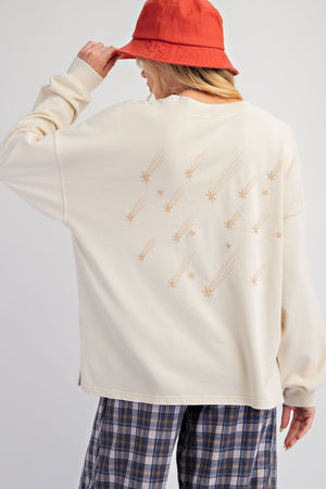 Make A Wish On A Star Ecru Mineral Washed Pullover