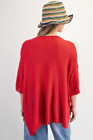 Capture The Moment Red Loose Knit Sweater Tunic