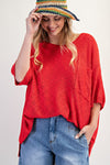 Capture The Moment Red Loose Knit Sweater Tunic