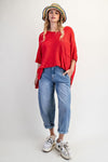 Capture The Moment Red Loose Knit Sweater Tunic