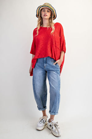 Capture The Moment Red Loose Knit Sweater Tunic