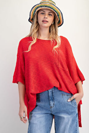 Capture The Moment Red Loose Knit Sweater Tunic