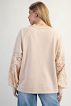 Heirloom Bloom Ecru Eyelet Washed Terry Pullover