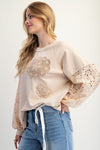 Heirloom Bloom Ecru Eyelet Washed Terry Pullover