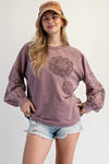 Heirloom Bloom Red Bean Eyelet Washed Terry Pullover