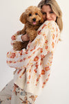 Blossom Lane Floral Oatmeal Knitted Sweater Cardigan