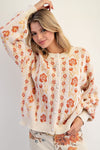 Blossom Lane Floral Oatmeal Knitted Sweater Cardigan