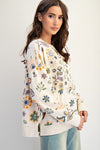 Bloomfield Floral Natural Washed Terry Pullover