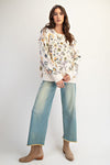 Bloomfield Floral Natural Washed Terry Pullover