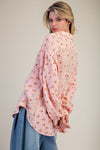 Daisy Dreams Pink Floral Print Cotton Gauze Washed Top