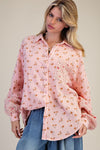 Daisy Dreams Pink Floral Print Cotton Gauze Washed Top