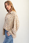 Daisy Dreams Khaki Floral Print Cotton Gauze Washed Top