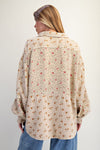 Daisy Dreams Khaki Floral Print Cotton Gauze Washed Top