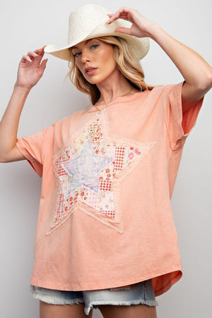 Star Gazer Patch Washed Cotton Jersey Top