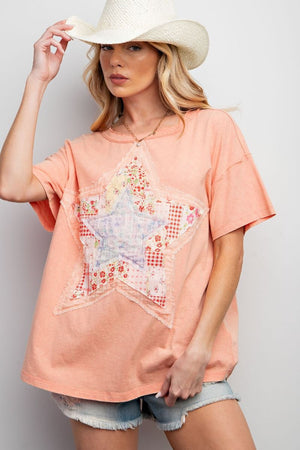 Star Gazer Patch Washed Cotton Jersey Top