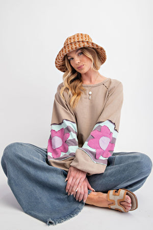 Ready To Bloom Mushroom Flower Patch Washed Pullover