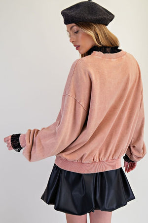 Marlow Cinnamon Mineral Washed Terry Knit Pullover