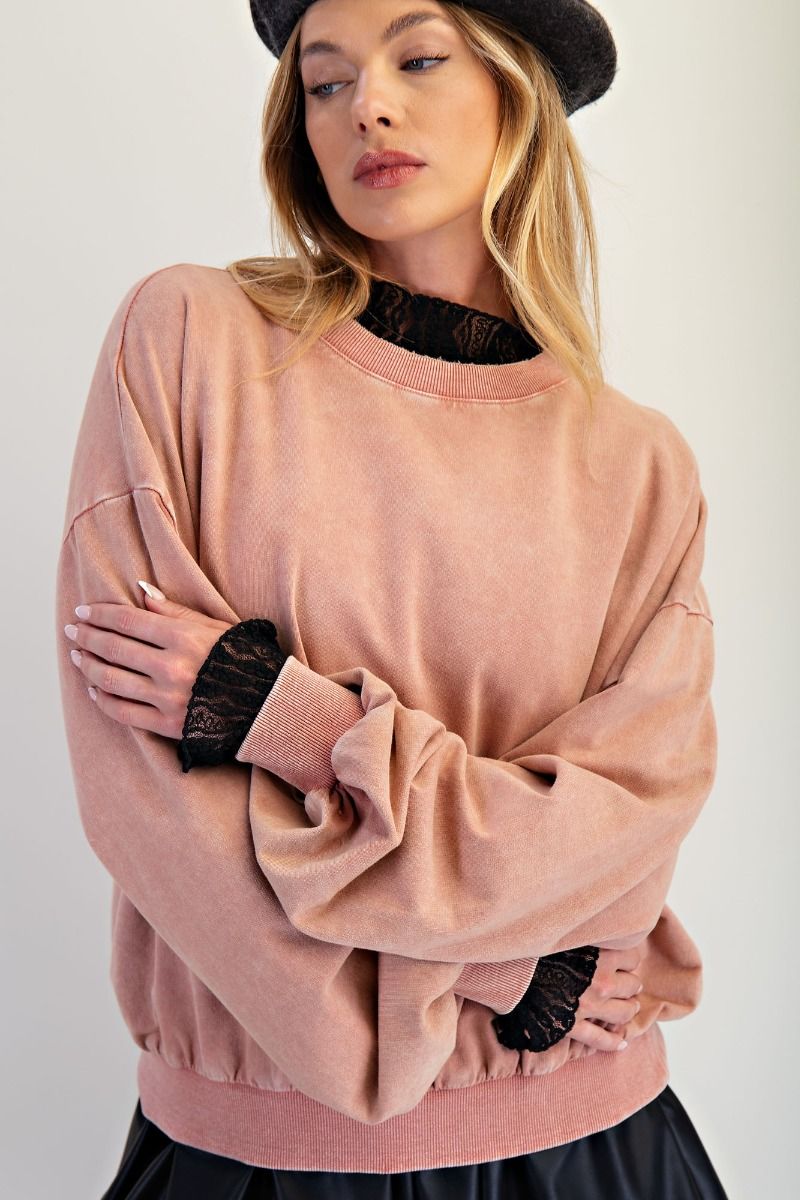 Marlow Cinnamon Mineral Washed Terry Knit Pullover