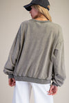 Marlow Faded Mocha Mineral Washed Terry Knit Pullover