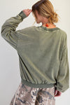 Marlow Faded Olive Washed Terry Knit Pullover