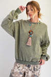 Marlow Faded Olive Washed Terry Knit Pullover