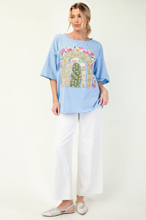 Over The Rainbow Patch Front Mineral Washed Top