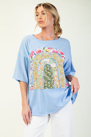 Over The Rainbow Patch Front Mineral Washed Top