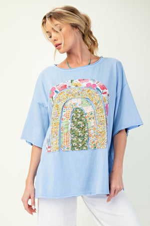 Over The Rainbow Patch Front Mineral Washed Top