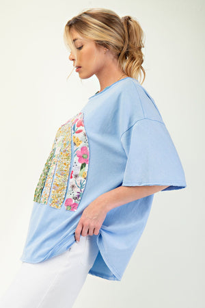 Over The Rainbow Patch Front Mineral Washed Top