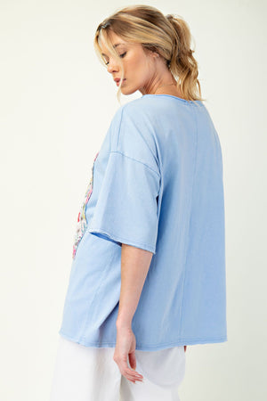 Over The Rainbow Patch Front Mineral Washed Top