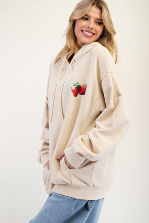 Sunshine In My Soul Strawberry Beige Hoodie