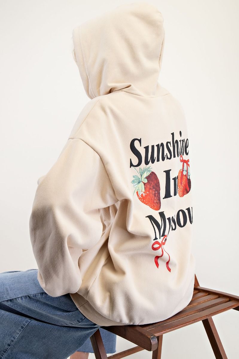 Sunshine In My Soul Strawberry Beige Hoodie