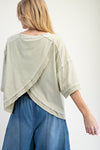 All Tied Up Faded Sage Bow Print Mineral Washed Top