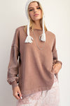 Sweet Simplicity Milk Coffee Mineral Washed Terry Pullover