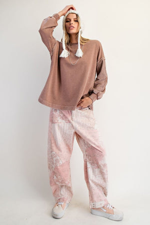 Sweet Simplicity Milk Coffee Mineral Washed Terry Pullover