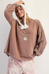 Sweet Simplicity Milk Coffee Mineral Washed Terry Pullover