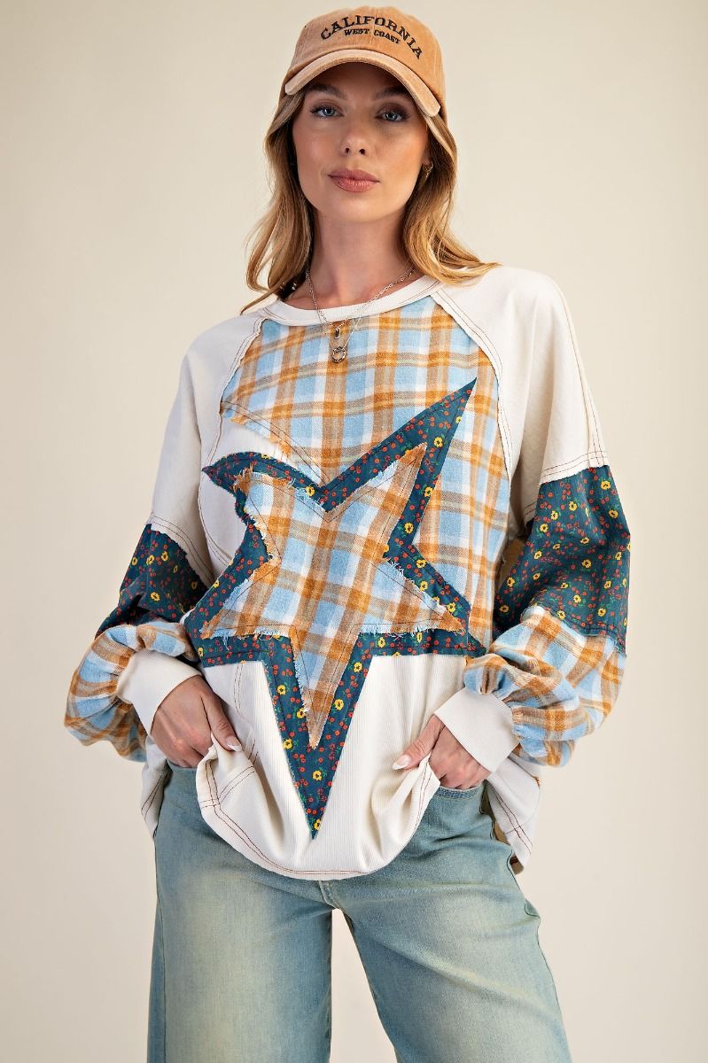 Starlight Patchwork Washed Cotton Pullover