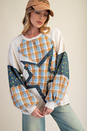 Starlight Patchwork Washed Cotton Pullover
