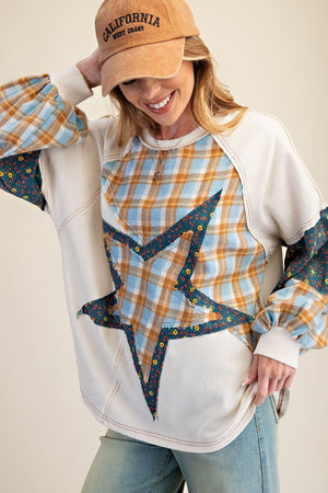 Starlight Patchwork Washed Cotton Pullover